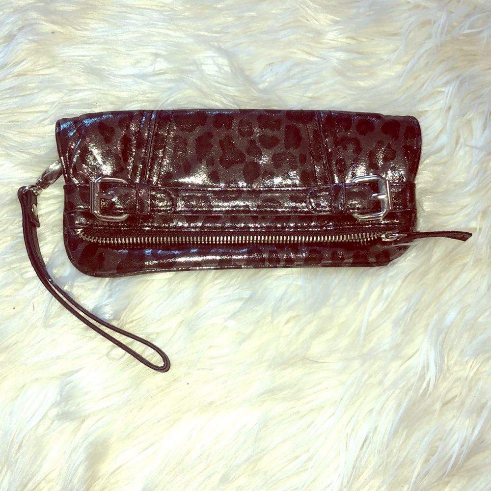 Express animal print wristlet metallic cheetah
